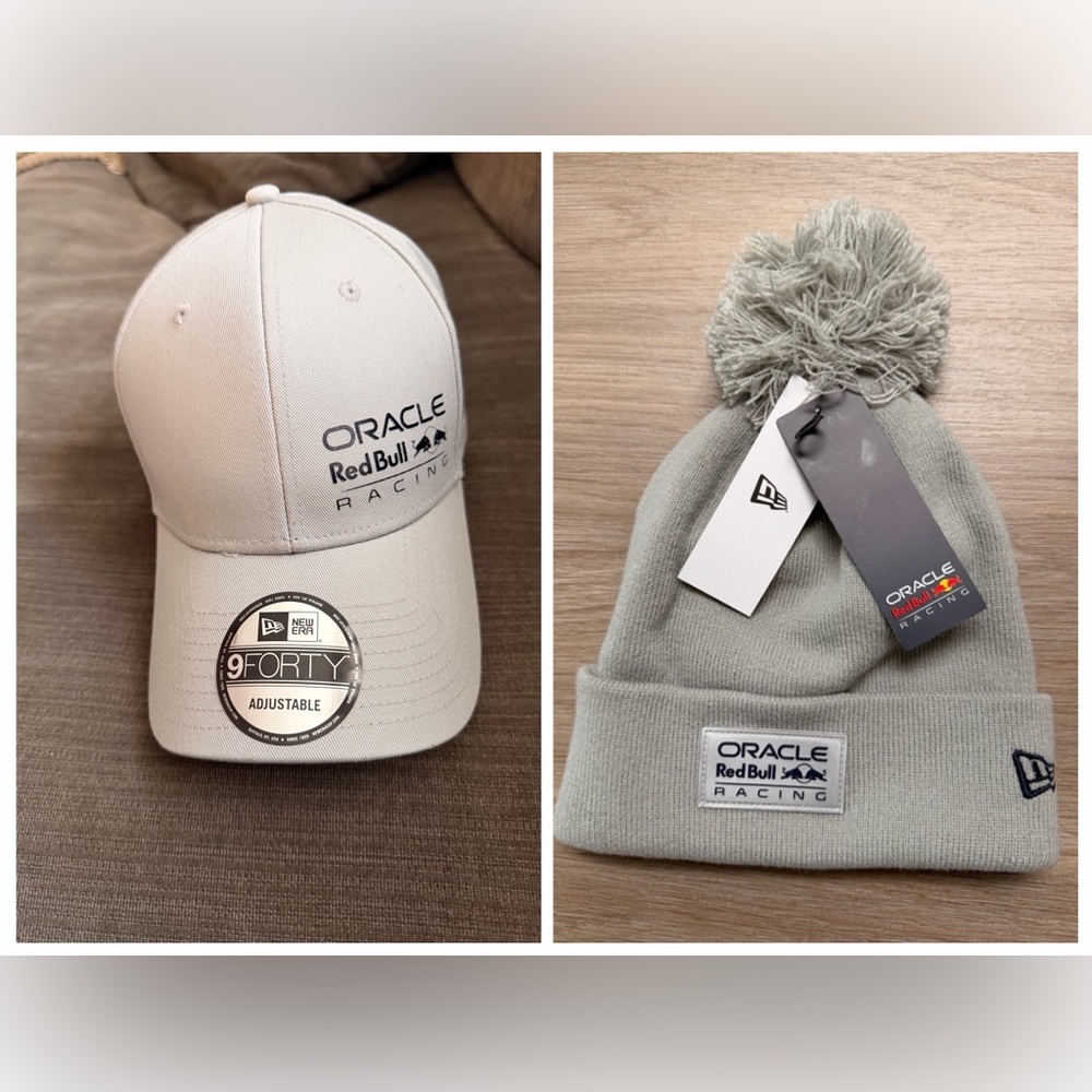 Oracle Red Bull Racing Pom Beanie AND Adjustable Cap - Gray - NWT